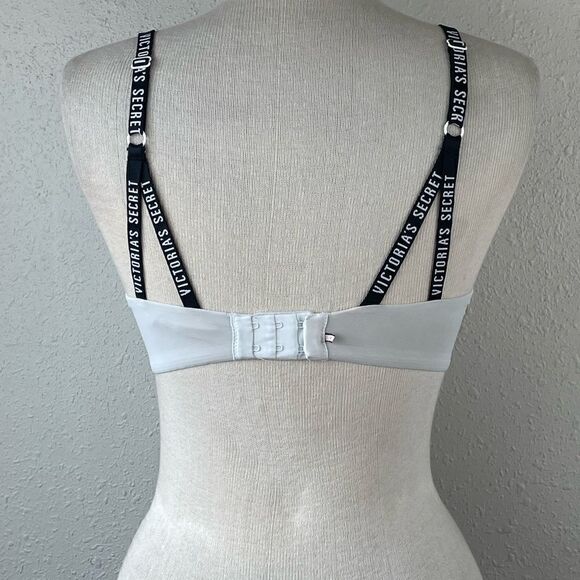 Pre-Owed Victoria’s Secret Womens White with Black Straps Bar Size 32DD - Picture 2 of 4